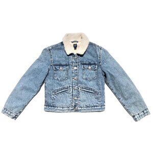 GAP Icon jean jacket sherpa lined girl XXL medium wash denim trucker jacket warm